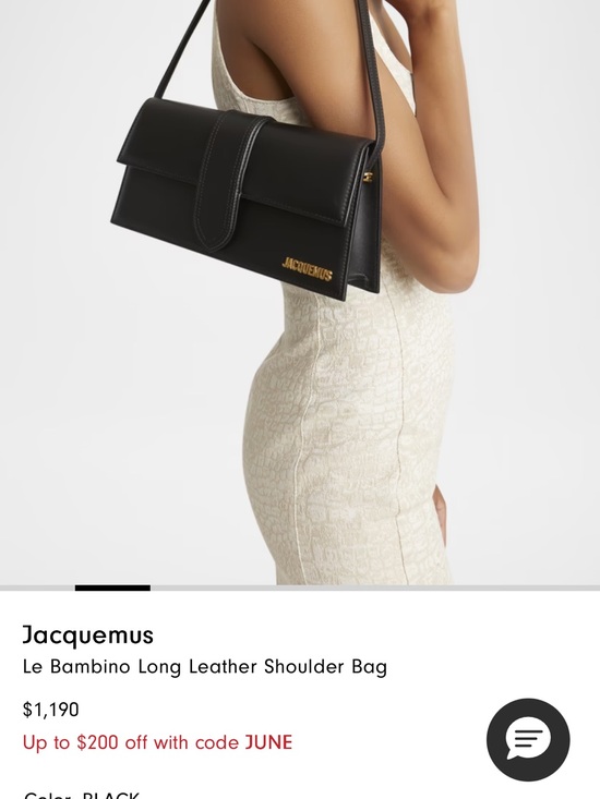 Jacquemus Handbags - Jacquemus Black Long Leather Shoulder Bag with Gold Logo
